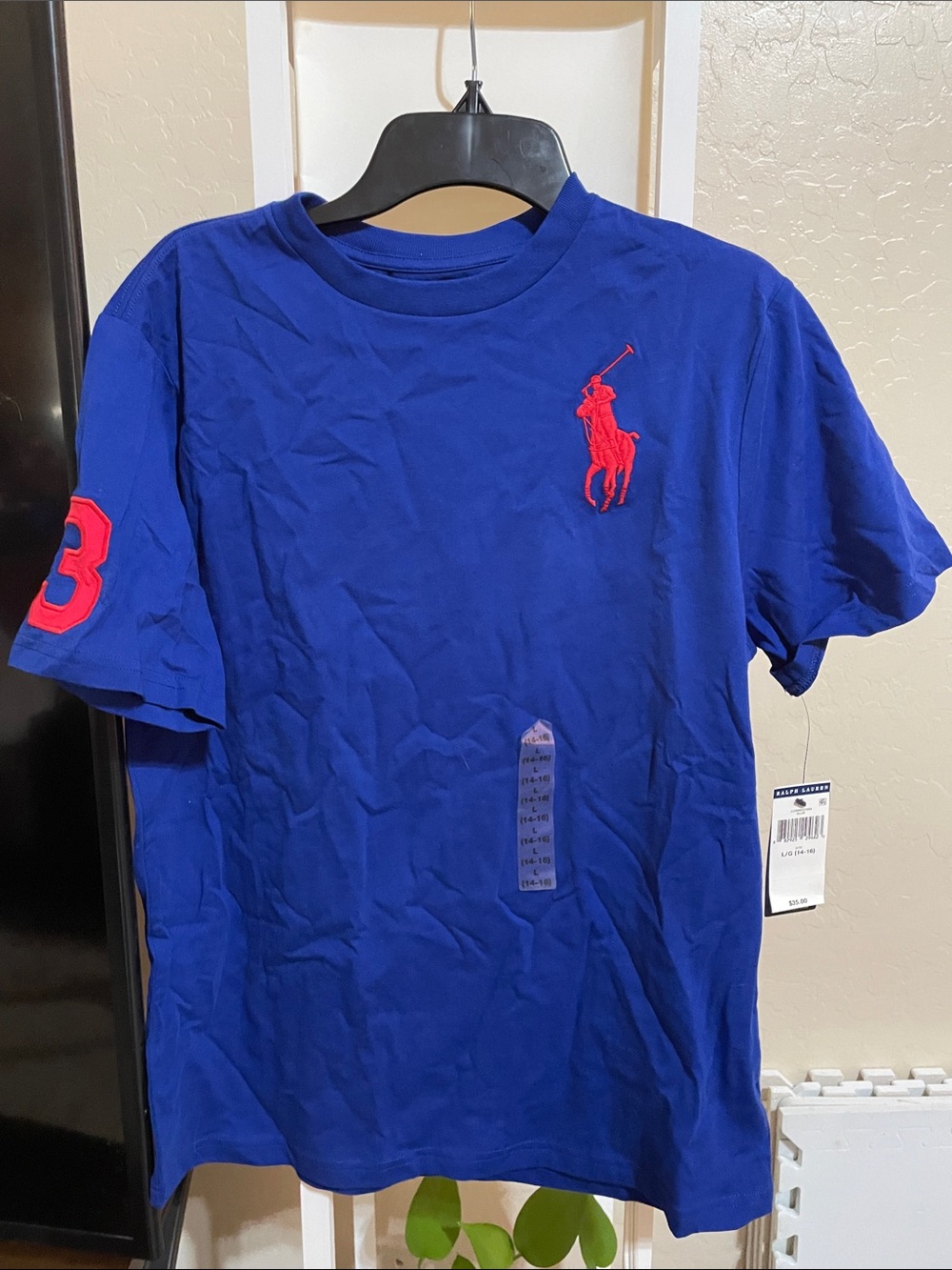 Polo by Ralph Lauren Royal Blue Tee with Red Pony & Sleeve Patch